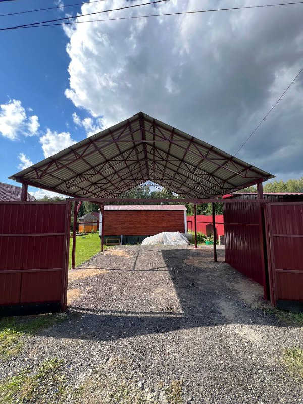 Двускатный навес на 2 машины